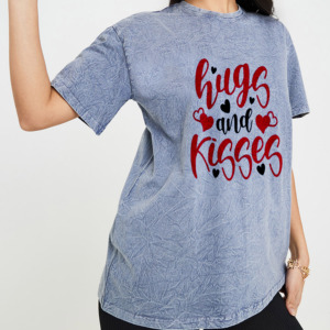 Camiseta de Manga Corta con Cuello Redondo y Estampado de Besos para Mujer, Corte Regular, Informal, de Algodón Jersey, Ecológica, Anti-UV, para Primavera/Verano - Product Image 3