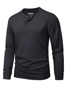Polo de Manga Larga con Cuello Henley para Hombre, Camiseta Casual Transpirable de Alta Calidad para Primavera y Otoño - Product Image 1