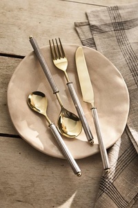 New Gold PVD Eco Friendly Stainless Steel Matte Polish Modern <b>Flatware</b> Set for Business Gifts - Product Image 3