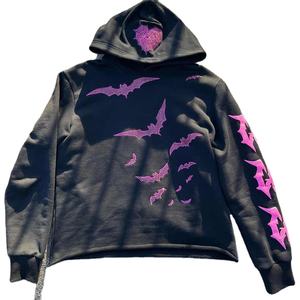 2025 Unique Style Streetwear À Capuche 100% Coton Biologique Personnalisé Strass Vintage Pull À Capuche pour Hommes - Product Image 3