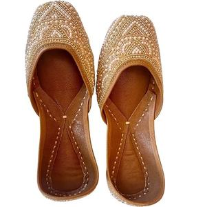 Calzado de Diseño Personalizado con Pedrería de Alta Costura, Zapatos Khussa Elegantes, Jutti Punjabi, Pantuflas Planas, Chanclas, Khussa de Interior para Mujer - Product Image 6