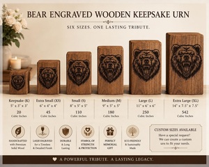 Urna Funeraria de Madera con Grabado de Oso, Ecológica y Duradera, Estilo Americano, con Capacidad de 200-220 Pulgadas Cúbicas - Product Image 2