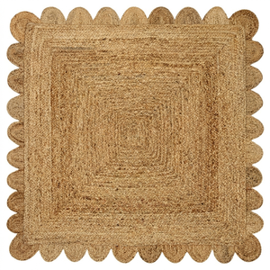 Tapis en jute bio fait main, tressé, style bohème, antidérapant, écologique, bord festonné, rectangulaire, décoration intérieure - Product Image 3