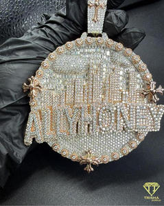 Custom ALL <b>MONEY</b> Pendant in 925 Sterling Silver with Iced Moissanite Diamonds Hip Hop Jewelry - Product Image 2