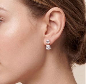 Pendientes Clásicos con Diamantes Cultivados en Laboratorio, Corte Asscher, 6.00 CTW, en Oro Rosa de 9K - Product Image 1