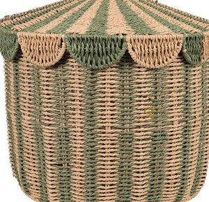 Cesta de Almacenamiento de Seagrass con Forma de Carpa de Circo, Tejida a Mano, con Rayas y Tapa con Borde Festoneado, para la Habitación Infantil - Product Image 3