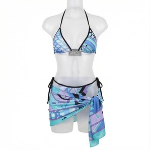 Ensemble bikini 2 pièces NORTH APPROACH pour femme, haut dos nu, bas à nouer sur les côtés, imprimé géométrique, maillot de bain à séchage rapide - Product Image 1