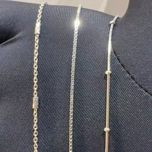 Chaîne en argent sterling 925 plaqué rhodium prête à être expédiée, idéale pour un usage quotidien, le bureau, les fêtes, les cadeaux d'entreprise, design minimaliste - Product Image 1