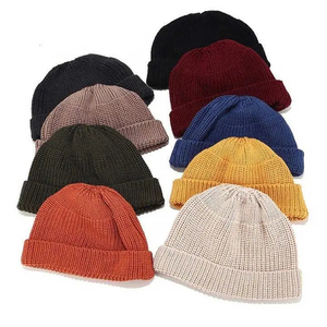 Unisex Solid Color Knitted Beanie Hat 100% Acrylic Winter Cap Casual <b>Style</b> for Adults 56-58CM <b>Head</b> Circumference - Product Image 1