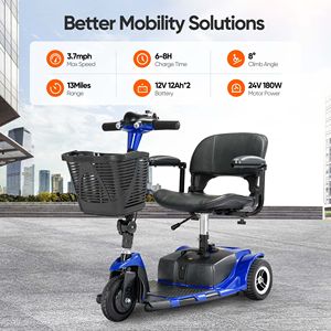 Scooter Elettrico Pieghevole a 3 Ruote per Adulti, Robusto con Cestino Motorizzato, Velocità Massima 24 km/h - Product Image 4