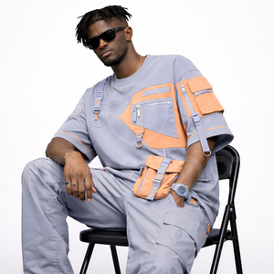 Camiseta Larga Táctica Oversize de Última Moda con Bolsillo Cargo, 100% Algodón, Estilo Urbano, Fabricante OEM - Product Image 5