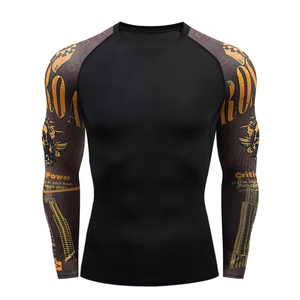 Custom Sublimation Gym Rash Guard <b>Compression</b> Workout Shirt Quick Dry Fitness Training Top for Men Athletic Performance Wear - Product Image 5