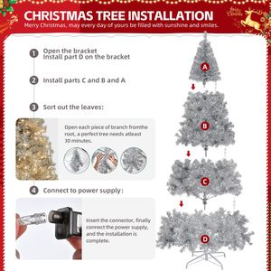 Albero di Natale Artificiale Pre-Illuminato da 2,4 m con 1350 Rami, 500 Luci, Albero di Pino Articolato con Telecomando, Decorazione Natalizia Realistica - Product Image 6
