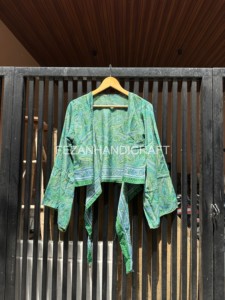 Blusa Holgada con Estampado Paisley y Cuello en V para Mujer, Estilo Bohemio, Manga Kimono, Blusa Cruzada de Seda para Primavera/Verano - Product Image 4