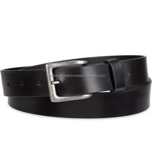 Ceinture en cuir pleine fleur personnalisée, style décontracté, en cuir de vachette, design rétro, pour affaires et occasions décontractées, avec boucle ardillon en laiton antique argenté. - Product Image 4