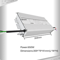 Alimentation LED étanche 650W, efficacité 94%, protection contre les surtensions, indice IP54, transfert d'énergie AC-DC réglable pour utilisation en extérieur