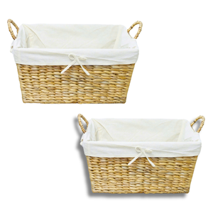 Cesta de Almacenamiento Artesanal de Jacinto de Agua con Forro de Algodón y Estructura de Hierro, Decoración para el Hogar de Vietnam - Product Image 1