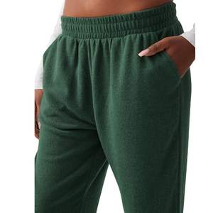 Pantalon de jogging molletonné mi-taille pour femme avec dentelle, coupe décontractée, taille élastique, idéal pour l'hiver, service OEM - Product Image 3