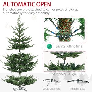 Albero di Natale Artificiale Pre-Illuminato da 2,7 m con 1939 Rami di Pino Realistici, Base Verde in Acciaio ad Apertura Automatica per Decorazioni Natalizie - Product Image 6