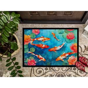 Koi Fish <b>Doormat</b> Non-Slip <b>Washable</b> Low Pile 24H X 36W Indoor Outdoor Entryway Rug for Front Door - Product Image 3