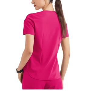 Conjunto de Uniforme Médico para Mujer con Cuello en V, Manga Corta y Pantalones Jogger con Bolsillos para Detectores de Agujas - Product Image 3