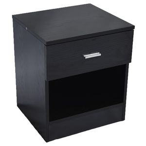 Comodino Intelligente con 1 Cassetto e Maniglia in Metallo, Stile Francese, Nero, per Camera da Letto e Appartamenti - Product Image 3