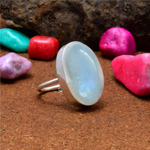 Natural Rainbow <b>Moonstone</b> 925 Sterling Silver <b>Ring</b> Handmade Gemstone Jewelry Wedding Anniversary Gift <b>Ring</b> for Her - Product Image 2