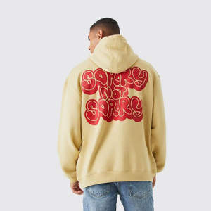 Sweat à capuche beige surdimensionné pour homme, style décontracté, streetwear d'hiver - Product Image 4