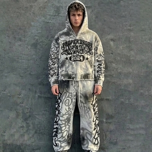 Survêtement unisexe à imprimé loup, à capuche, manches longues, fermeture éclair, vêtement décontracté d'hiver, coupe régulière, poches latérales, 100% polyester - Product Image 5