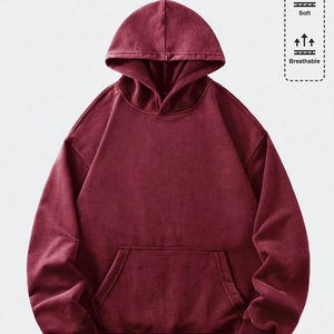 เสื้อฮู้ดเฟรนช์เทอร์รี่ 500 GSM OEM คุณภาพสูง ทรงโอเวอร์ไซส์ บุซับใน มีฮู้ด ผ้าฝ้าย 100% ไซส์พลัส รับสกรีนโลโก้ - Product Image 1