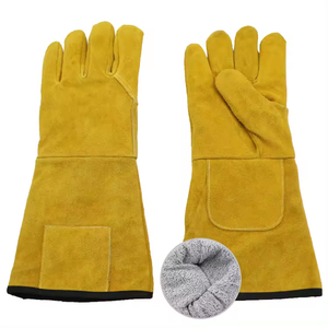 High Performance Split Cowhide Leather Anti Cut Liner Heat Resistant Welding Safety <b>Gloves</b> Most Popular Long Cuff Welder <b>Gloves</b> - Product Image 1