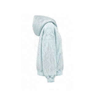 Sudadera con Capucha para Mujer, de Alta Calidad, con Lavado Ácido y Pedrería, Estilo Casual, Transpirable, para Uso Diario - Product Image 2