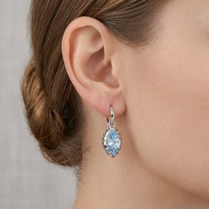 Elegant 9K White Gold Hoop Earrings with Lab-Grown Diamond for Women-Stylish <b>Gift</b> for Daily Wear & Parties/Weddings - Product Image 6