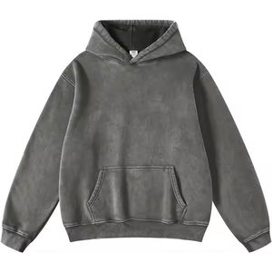 Sweat à capuche personnalisé pour homme, coupe oversize, uni, délavé et vieilli, 100% coton French Terry, anti-rétrécissement, vierge - Product Image 6