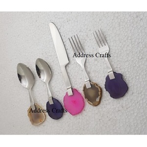 Trending Silverware <b>Spoon</b> Fork Knife 5 Pcs Cutlery Place Setting Flatware With Resin Handle Wedding <b>Table</b> Decor Durable Cutlery - Product Image 2