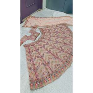 Designer Wedding Apparel Beautiful Lehenga Choli with Intricate Paper Mirror Zari Thread Work - Product Image 1