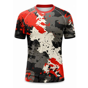 เสื้อรักบี้ลายพรางแบบซับลิเมชั่นสำหรับผู้ชาย แขนสั้น ระบายเหงื่อได้ดี ทรงแอธเลติก เหมาะกับทุกฤดูกาล ผลิตจากโพลีเอสเตอร์ - Product Image 2