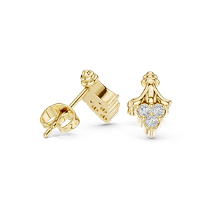 14K Yellow <b>Gold</b> Round Lab-Grown Diamond Everyday Wear <b>Earrings</b> for Women | New Grown Diamond - Product Image 6