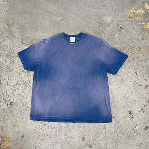 T-shirt pour homme à manches courtes, col rond, couleur unie, coupe classique, en coton tricoté, délavé au soleil, violet - Product Image 5