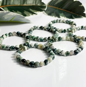 Natural Tree Agate <b>Bracelet</b> White Green Tree Agate <b>Beaded</b> <b>Bracelet</b> For Healing Reiki Energy Jewelry Wholesale 8mm - Product Image 2