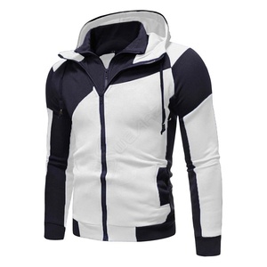 Diseño único con capucha Última moda Manga larga Patchwork Pullover Hombre Cremallera Sudaderas Premium Mezcla de algodón Zip Front Sudaderas - Product Image 3