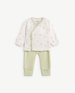 Ensemble 2 pièces pour bébé garçon, manches longues, imprimé, en modal et élasthanne, avec boutons-pression, pour nouveau-né, ODM Vietnam - Product Image 1