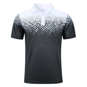 Camiseta de Manga Corta para Hombre, Estampado Geométrico Blanco y Negro, Transpirable, de Secado Rápido, Estilo Deportivo, Corte Regular, Poliéster - Product Image 1