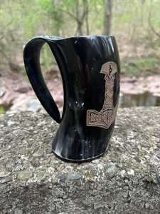 Handcrafted Viking Horn Mug Eco-Friendly Customized Logo Star <b>Unique</b> Business Gift for Men - Product Image 1