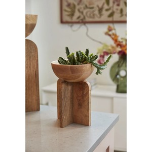 Bol en bois artisanal décoratif avec support, design minimaliste, finition naturelle, pour servir des aliments, offrir en cadeau - Product Image 4