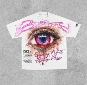 เสื้อยืดสตรีทแวร์พิมพ์ลายตามสั่ง เนื้อผ้าหนา 100% คอตตอน ทรงโอเวอร์ไซส์ ทรงบ็อกซี่ พิมพ์ลายดิจิตอล DTG ล้างสีแบบแอซิดวอช ประดับด้วยคริสตัล - Product Image 6