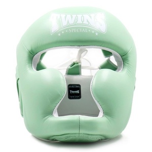 Top Ten Mint Green PU Leather Twin Professional Comfortable Boxing Head Guard Full Face Protective Training Equipment - Product Image 2