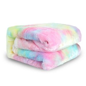 1 couverture en fausse fourrure Sherpa ultra douce et luxueuse, couverture de canapé et de lit colorée arc-en-ciel - Product Image 3