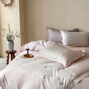 NWK INDUSTRY Parure de lit de luxe en coton 500TC rose brodé pour femme, draps-housses et draps plats, vente en gros - Product Image 3