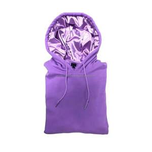 2024 Wholesale Custom LOGO High Quality Unisex <b>Plain</b> Satin Lined <b>Hoodie</b> With Silk Hood - Product Image 2